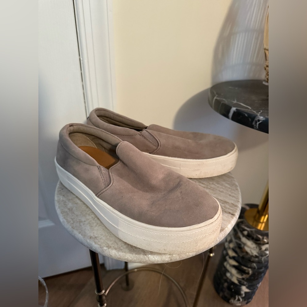 Steve Madden Gray Suede Slip-On Platform Sneakers - Picture 4 of 7
